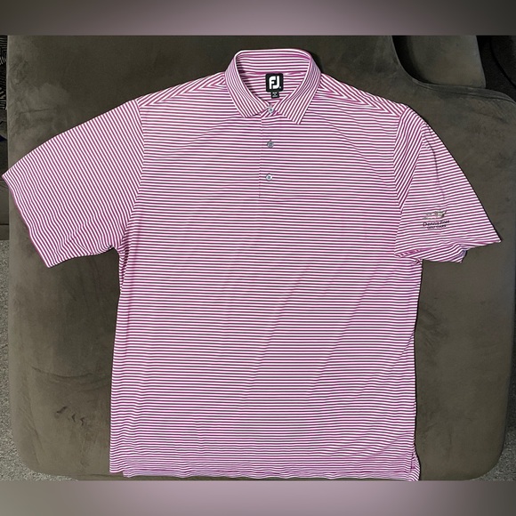 Footjoy Performance Purple Striped Short Sleeve Golf Polo Dennis Pines GC XL - Picture 1 of 7